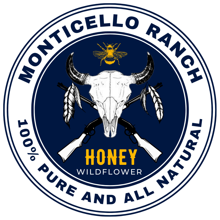 Monticello Ranch Texas Wildflower Honey circular label design